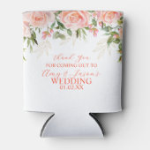 Roze Rosas Bloemen Botanische Bruiloft Bruin Blikjeskoeler (Voorkant)