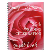 Roze Rose 25th bruiloft Celebration Custom Guest Notitieboek (Voorkant)