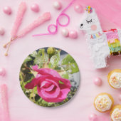 Roze Rose #2 Papieren Bordje (Feest)