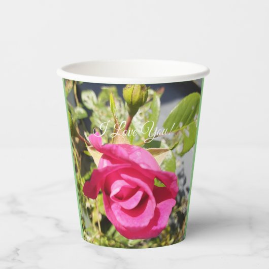 Roze Rose#2/Roze Rose Papieren Bekers (Voorkant)