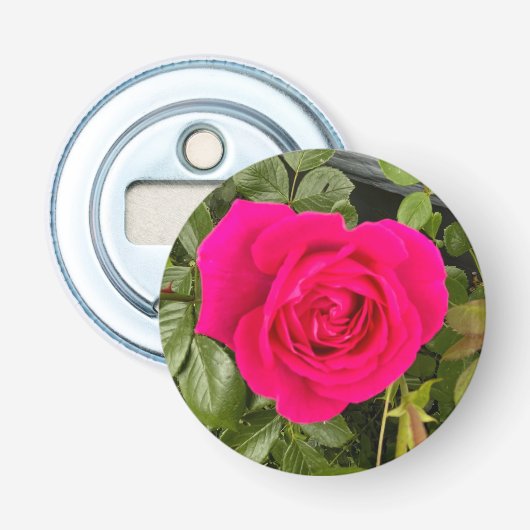 Roze Rose #4 Button Flesopener (Voorkant)