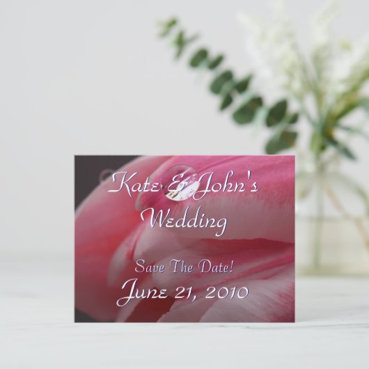 Roze Rose Aankondigingskaart (Staand voorkant)