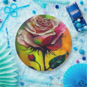 Roze Rose Abstract Elegant Huwelijk Papieren Bordje (Feest)