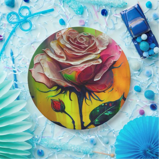 Roze Rose Abstract Elegant Huwelijk Papieren Bordje (Feest)