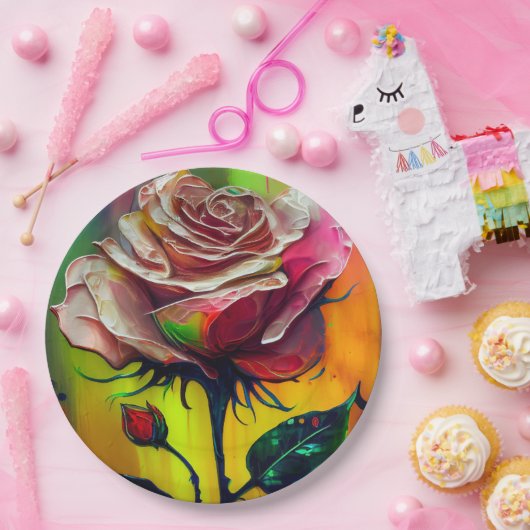 Roze Rose Abstract Elegant Huwelijk Papieren Bordje (Feest)