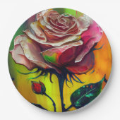 Roze Rose Abstract Elegant Huwelijk Papieren Bordje (Voorkant)