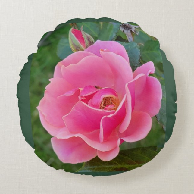 Roze Rose Accent Pillow Rond Kussen (Voorkant)