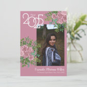 Roze Rose  Afstuderen Aankondiging (Staand voorkant)