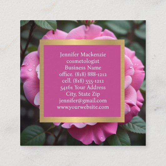  Roze Rose AI Gegenereerd Vierkante Visitekaartje (Achterkant)