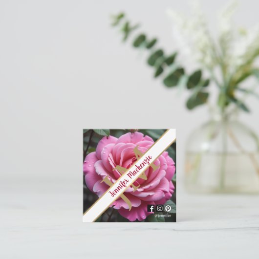  Roze Rose AI Gegenereerd Vierkante Visitekaartje (Staand voorkant)