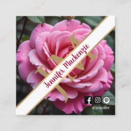  Roze Rose AI Gegenereerd Vierkante Visitekaartje