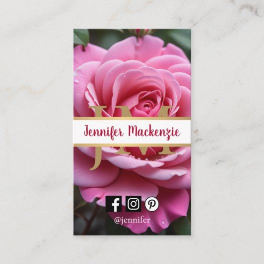  Roze Rose AI Gegenereerd Visitekaartje (Voorkant)