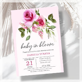 Roze Rose Baby in Bloom Baby shower Invitation Kaart