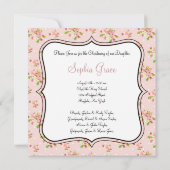 Roze Rose Baby Meisje Foto Doop Kaart (Achterkant)