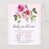 Roze Rose Baby shower Budget Invitation (Voorkant)