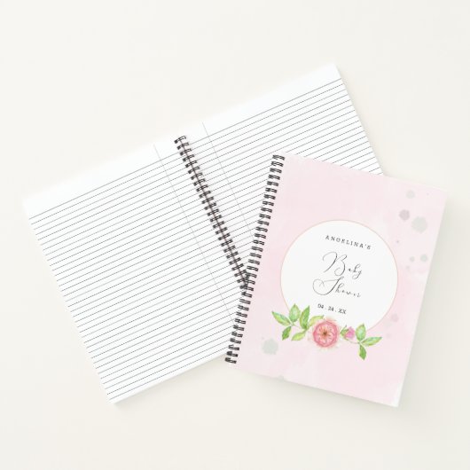Roze Rose Baby shower Geschenklijst Notitieboek (Binnen)