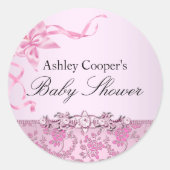  Roze Rose Baby shower Sticker (Voorkant)