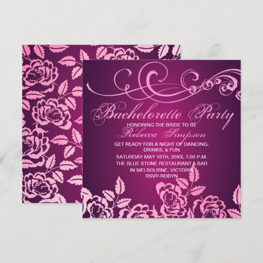 Roze Rose Bachelorette Kaart (Voorkant / Achterkant)
