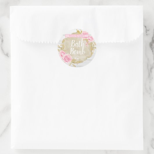Roze Rose  badbomlabels Ronde Sticker (Tas)