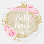 Roze Rose  badbomlabels Ronde Sticker (Voorkant)