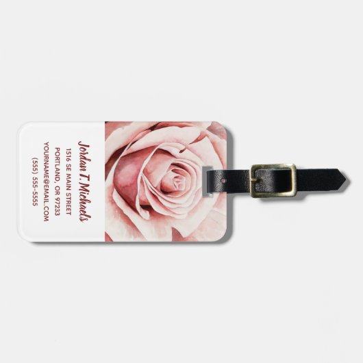 Roze Rose Bagagelabel (Voorkant horizontaal)