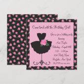 Roze Rose Ballerina Verjaardagsfeest Kaart (Voorkant / Achterkant)