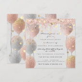 Roze Rose Ballon Sweet 16th Bridal Baby Grey Kaart (Voorkant / Achterkant)