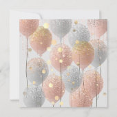 Roze Rose Ballon Sweet 16th Bridal Baby Grey Kaart (Achterkant)