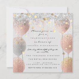 Roze Rose Ballon Sweet 16th Bridal Baby Grey Kaart