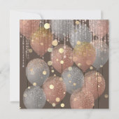 Roze Rose Ballon Sweet 16th Bridal Bronze Grey Kaart (Achterkant)