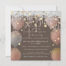 Roze Rose Ballon Sweet 16th Bridal Bronze Grey Kaart