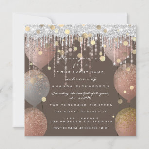 Roze Rose Ballon Sweet 16th Bridal Bronze Grey Kaart