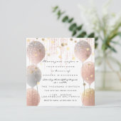 Roze Rose Ballon Sweet 16th Bridal White Bridal Kaart (Staand voorkant)