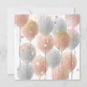 Roze Rose Ballon Sweet 16th Bridal White Bridal Kaart (Achterkant)