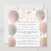 Roze Rose Ballon Sweet 16th Bridal White Bridal Kaart (Voorkant)