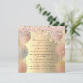 Roze Rose Ballon Sweet 16th Vrijgezellenfeest Kaart (Staand voorkant)