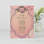  Roze Rose Bat Mitzvah Kaart (Staand voorkant)