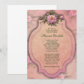  Roze Rose Bat Mitzvah Kaart (Voorkant / Achterkant)