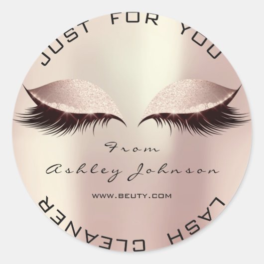 Roze Rose Beauty Glitter Blush Lash Makeup Cleaner Ronde Sticker (Voorkant)