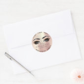 Roze Rose Beauty Glitter Peach Lash Makeup Cleaner Ronde Sticker (Envelop)