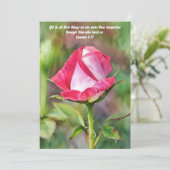 Roze Rose Bijbel Verse Art Flat Note Kaart (Staand voorkant)