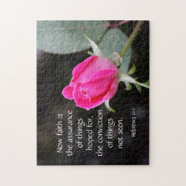 Roze Rose, Bijbelversum (Hebreeuwen) op geloof en  Legpuzzel