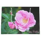 Roze Rose Birthday Bag Groot Cadeauzakje (Voorkant)