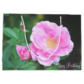 Roze Rose Birthday Bag Groot Cadeauzakje (Achterkant)