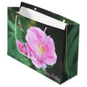 Roze Rose Birthday Bag Groot Cadeauzakje (Voorkant Gekanteld)