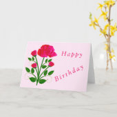 Roze Rose Birthday Kaart (Gele Bloem)