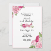 Roze Rose Birthday Uitnodiging (Voorkant)