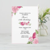 Roze Rose Birthday Uitnodiging (Staand voorkant)