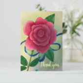 Roze Rose Blauw Lint Trouwen Dank u Kaarten (Staand voorkant)