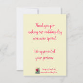 Roze Rose Blauw Lint Trouwen Dank u Kaarten (Achterkant)